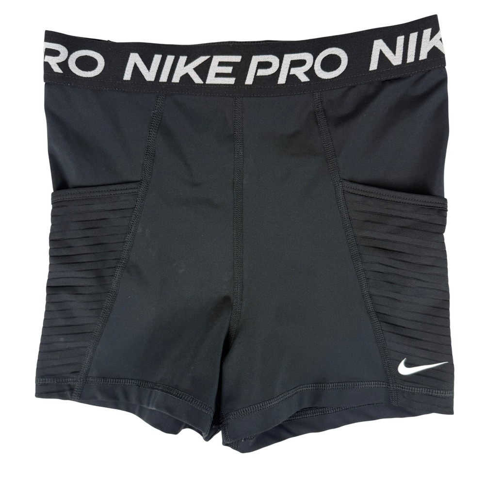 Nike Pro Dri-FIT Shorts Womens Small Black Compression Pockets DM6938-010